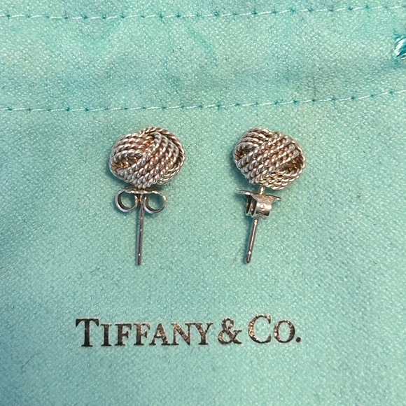 Authentic Tiffany & Co. Somerset Twisted Rope Knot 925 Sterling Silver Earrings - Picture 2 of 6